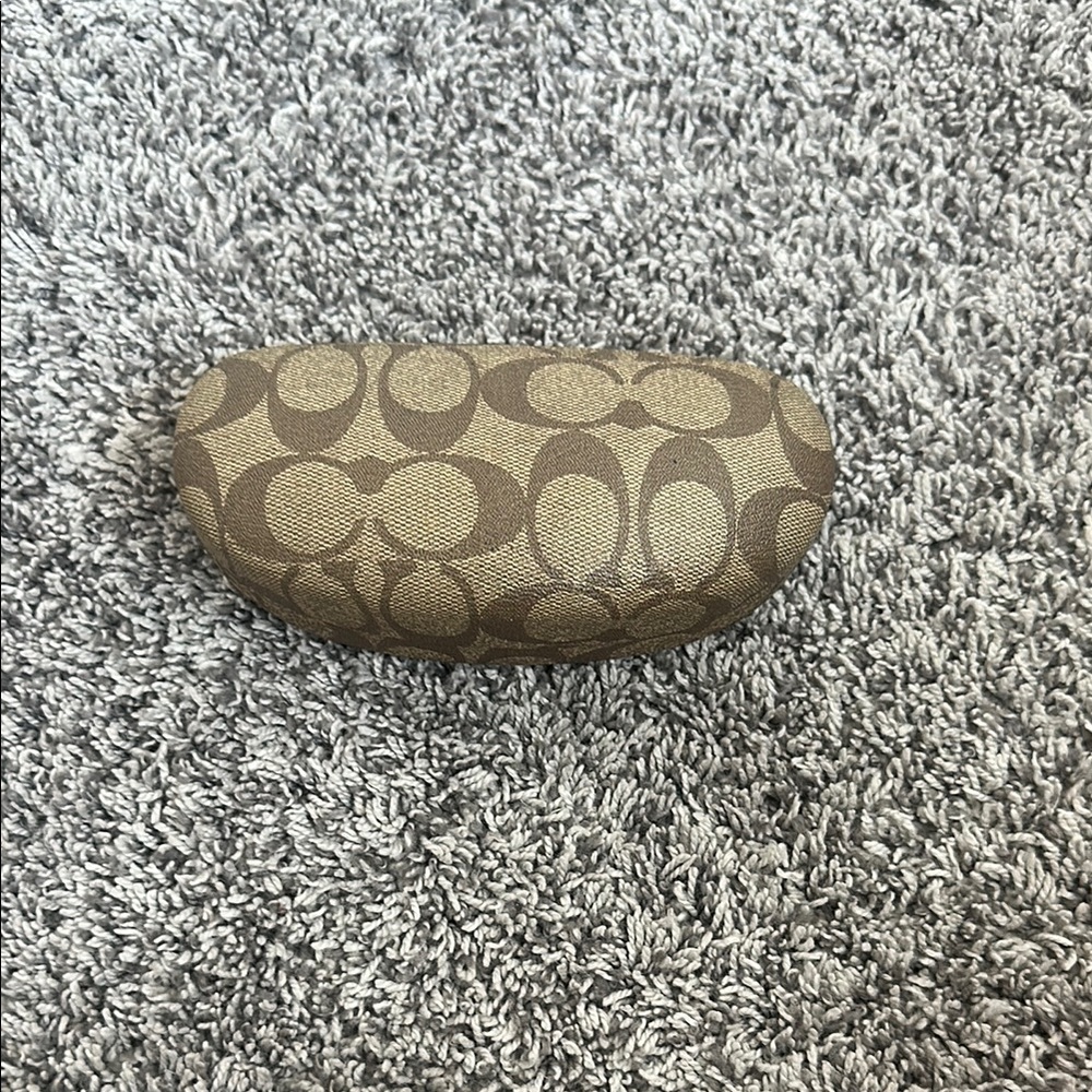 Coach Tan and Brown Patterned Eyeglass Case